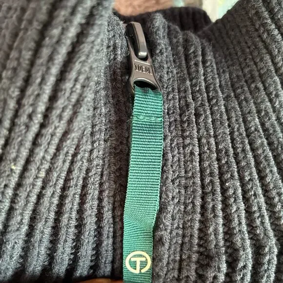 T BY TALBOTS Tipped Half-Zip Sweater Women's Size L Indigo Blue - Picture 9 of 9